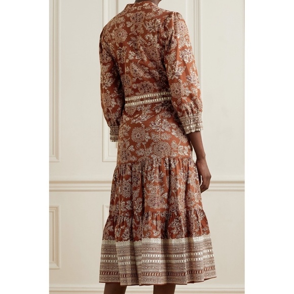 NWT Veronica Beard Swedie Midi Dress in Rust Floral Sz. 6 - Picture 3 of 6
